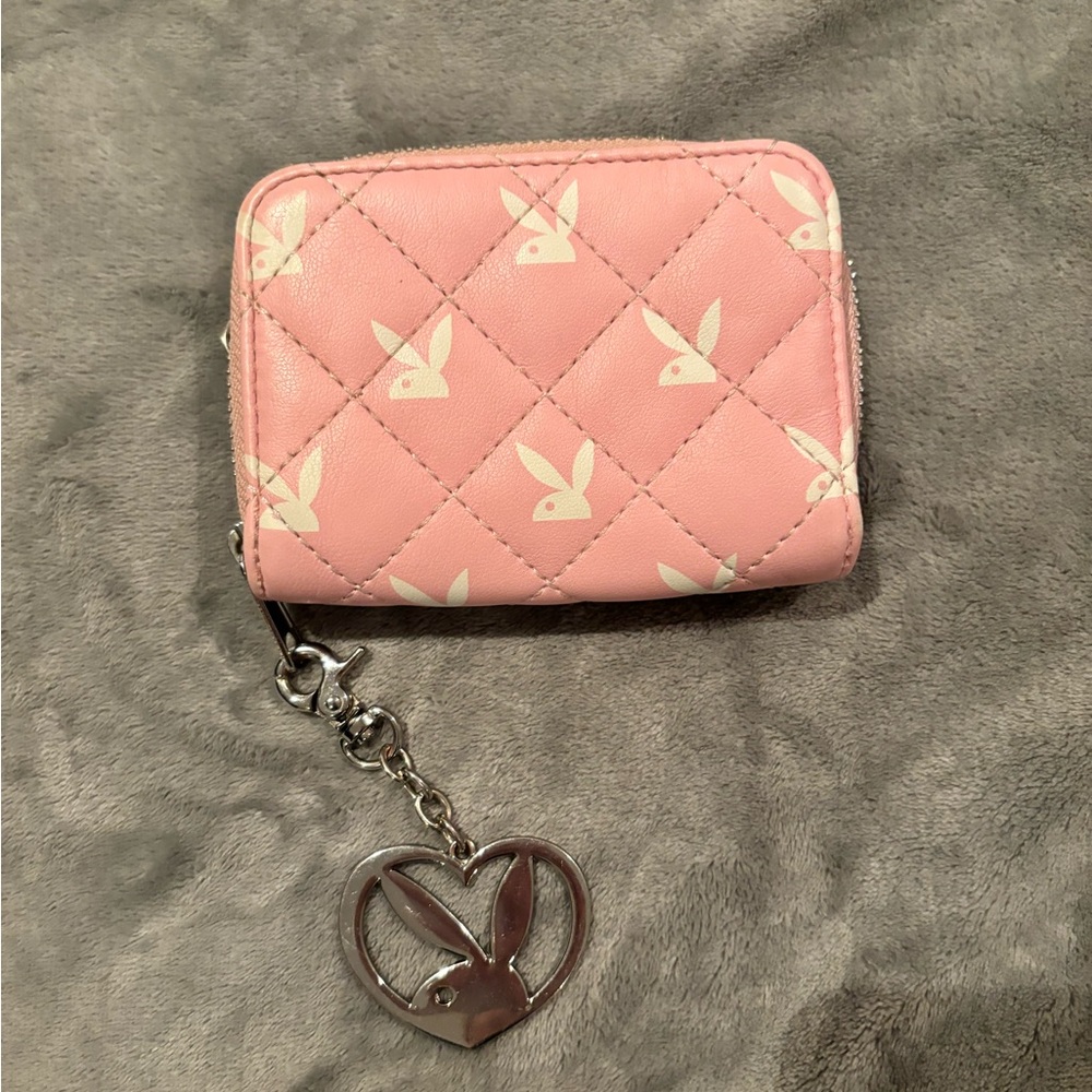PLAYBOY Pink Quilted Wallet with Silver Charm